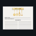 Cartes de recette de Fête des mariées d'ustensiles<br><div class="desc">Fête des mariées moderne Ustensiles de cuisine Recette Cartes avec une fausse feuille d'or, spatule, whisk & masher avec une bannière d'aquarelle élégante montrant le texte "recette" mis sur un arrière - plan blanc. L'avant de notre carte de recettes offre de la place pour un titre de recette, de la...</div>
