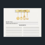 Cartes de recette de Fête des mariées d'ustensiles<br><div class="desc">Fête des mariées moderne Ustensiles de cuisine Recette Cartes avec une fausse feuille d'or, spatule, whisk & masher avec une bannière d'aquarelle élégante montrant le texte "recette" mis sur un arrière - plan blanc. L'avant de notre carte de recettes offre de la place pour un titre de recette, de la...</div>
