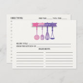 Cartes de recette de Fête des mariées d'ustensiles (Devant / Derrière)