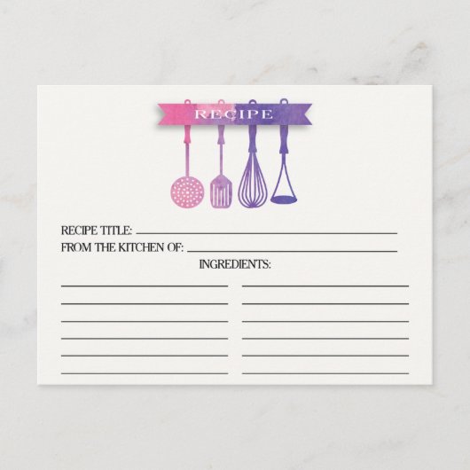 Cartes de recette de Fête des mariées d'ustensiles (Devant)