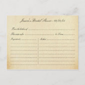 Cartes de recette de Fête des mariées Élégantes et (Dos)