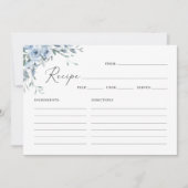 Cartes de recette de Fête des mariées florale bleu (Devant)