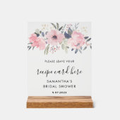Cartes de recette de fleurs roses aquarelle (Recto)
