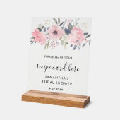 Cartes de recette de fleurs roses aquarelle (Angle)