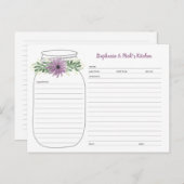 Cartes de recette de pot Mason floral à la lavande (Devant / Derrière)
