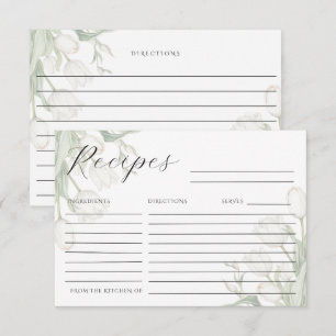 Cartes de recette élégantes aux tulipes blanches