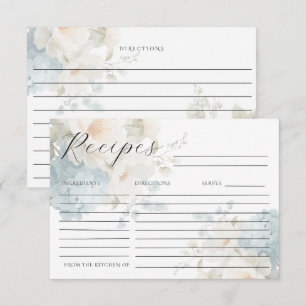 Cartes de recette élégantes avec hortensias bleus