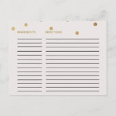 Cartes de recette Fête des mariées Pois d'or (Dos)