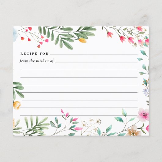 Cartes de recette fleur sauvage (Devant)