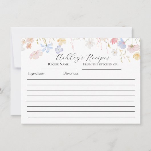 Cartes de recette florale rose Roses (Devant)