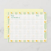 Cartes de recette jonquille (Devant / Derrière)