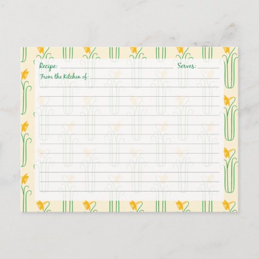 Cartes de recette jonquille (Devant)