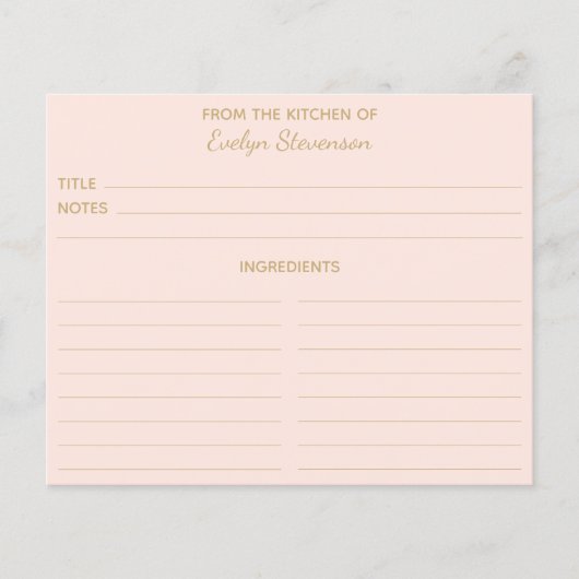 Cartes de recette personnalisées minimalistes en o (Devant)