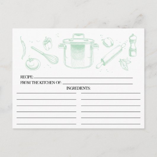 Cartes de recette pour outils de cuisine croquis v (Devant)