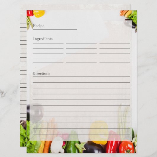Cartes de recette recto recto recto recto double f (Devant / Derrière)