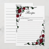 Cartes de Recette Roes Rouges Élégantes (Devant / Derrière)