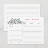 Cartes de recette Roses Floral Mason Jar (Devant / Derrière)