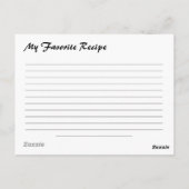 Cartes de recette vides (Dos)