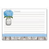 Cartes de recettes 3x5 Blue Hydrangea Mason Jar (Dos)