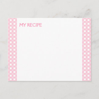 Cartes de recettes à carreaux roses