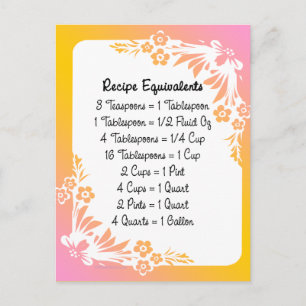Cartes de recettes avec équivalents sur Floral Pas