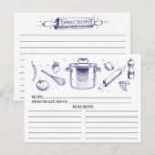 Cartes de recettes Blue Sketched Kitchen Tools (Devant / Derrière)