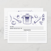 Cartes de recettes Blue Sketched Kitchen Tools (Devant / Derrière)