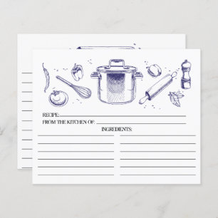 Cartes de recettes Blue Sketched Kitchen Tools