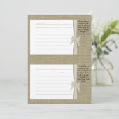Cartes de recettes Burlap et Bow (Debout devant)