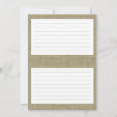 Cartes de recettes Burlap et Bow (Dos)