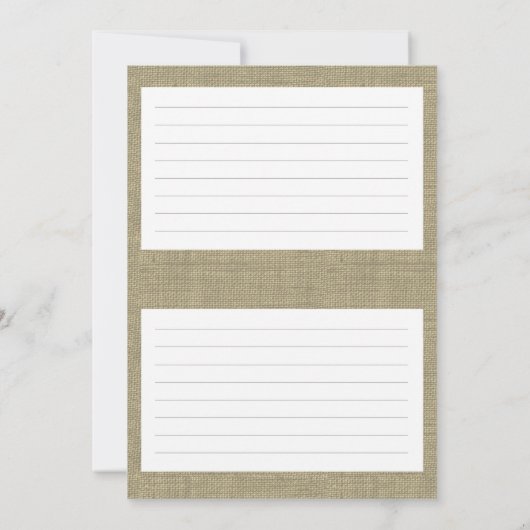 Cartes de recettes Burlap et Bow (Dos)
