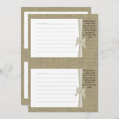 Cartes de recettes Burlap et Bow (Devant / Derrière)
