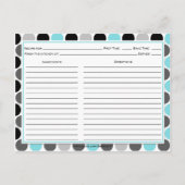 Cartes de recettes Cercles Gris Sarcelle Noir Mode (Dos)
