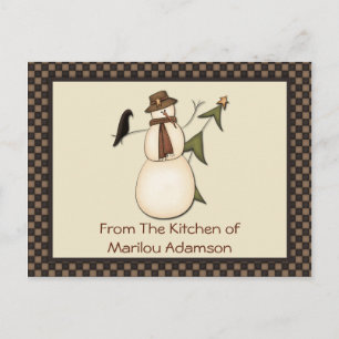 Cartes de recettes de bonhomme de neige primitif e