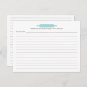 Cartes de recettes de broches à rouleaux (Devant / Derrière)