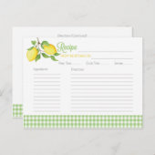 Cartes de recettes de citron - Cartes de recettes  (Devant / Derrière)