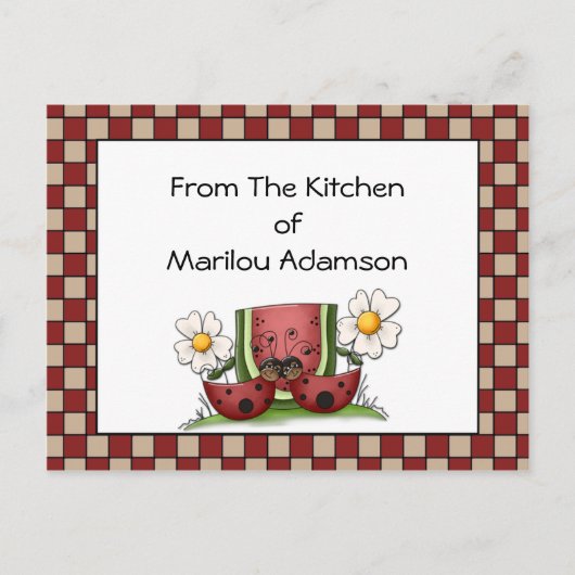Cartes de recettes de coccinelles et de pastèque (Devant)