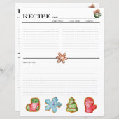 Cartes de recettes de cookies de Noël (Devant / Derrière)