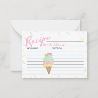 Cartes de recettes de crème glacée aquarelle