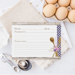 Cartes de recettes de cuisine Cuillères Rustiques