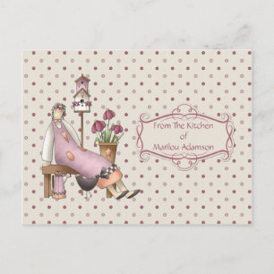 Cartes de recettes de cuisine de campagne rose