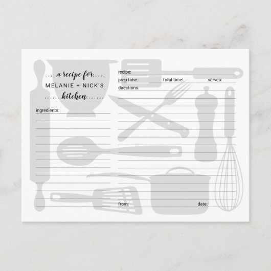 Cartes de recettes de cuisine, gris neutre (Devant)