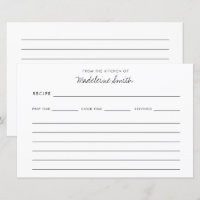 Cartes de recettes de cuisine moderne