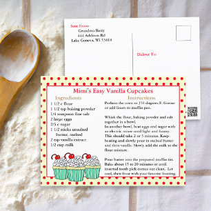 Cartes de recettes de cupcake de vanille