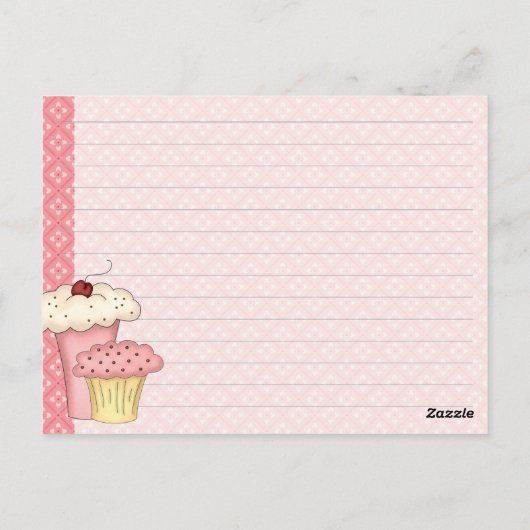 Cartes de recettes de Cupcake Mignonnes (Dos)