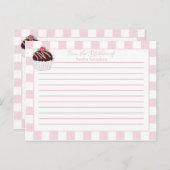 Cartes de recettes de cupcakes en rose mignonne (Devant / Derrière)