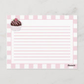 Cartes de recettes de cupcakes en rose mignonne (Dos)