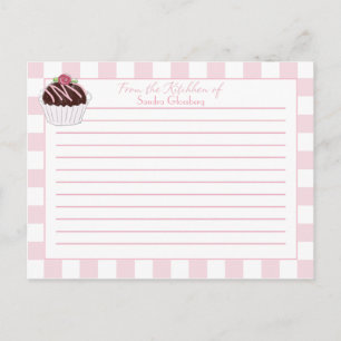 Cartes de recettes de cupcakes en rose mignonne