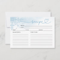 Cartes de recettes de douche de mariage flocon de