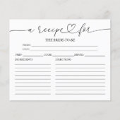 Cartes de recettes de douche de mariée à calligrap (Devant)